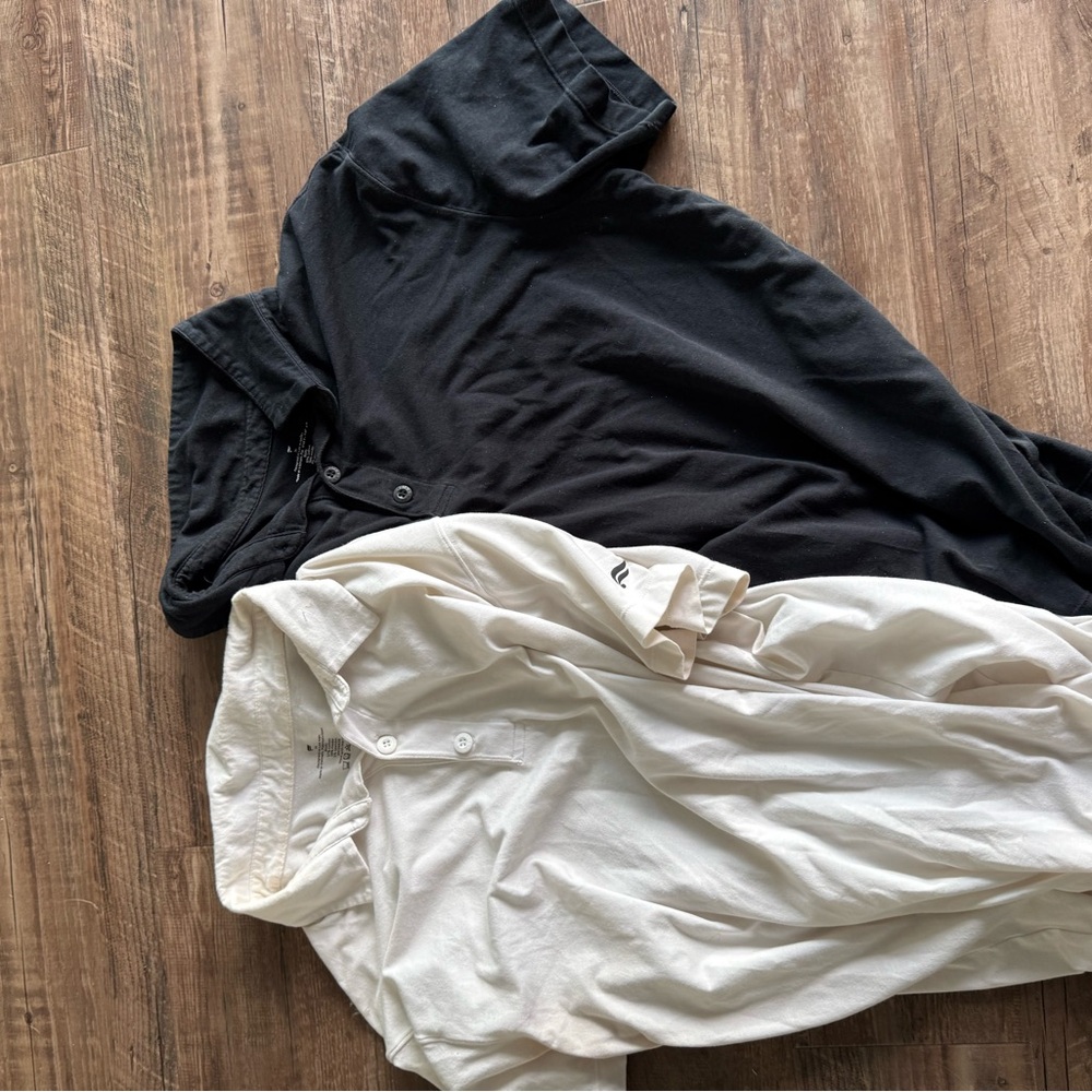 Black and White Men's Fabletics Golf Polo Shirts (2)
